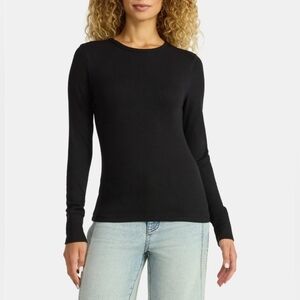 Danskin Women's Classic Ultimate Rib Black Long Sleeve Tee Size Medium NWT
